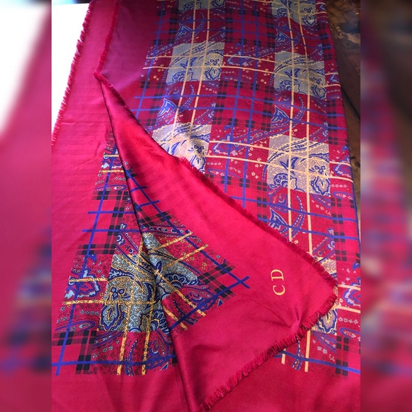 Rare Find Vintage Christian Dior Heavy Silk Herringbone w Paisley Motif - Picture 2 of 5